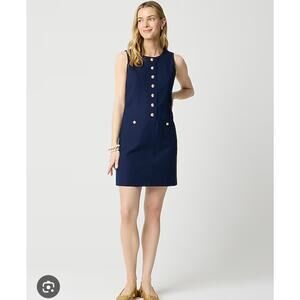 NWT J Crew Factory Linen-blend button-front mini dress Blue Size 2 Retail $128